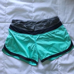 Lululemon Speed Short Running Shorts Mint and Grey